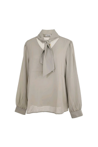 Bluse med bindebånd i halsen