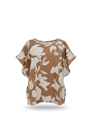 T-shirt med blomsterprint og rhinsten