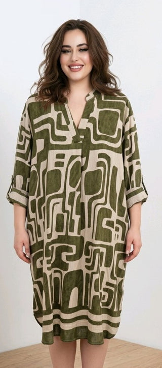 Tunika med print Khaki