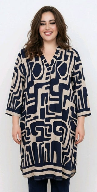 Tunika med print blå