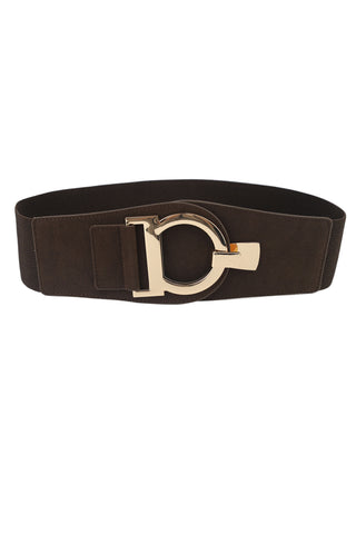 Bredt elastikbælte med guld spænde