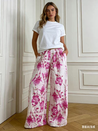 Brede bukser med blomster print