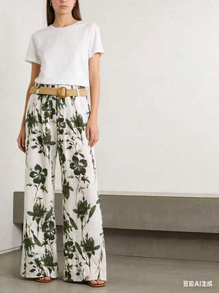 Brede bukser med blomster print