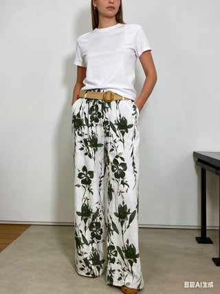 Brede bukser med blomster print