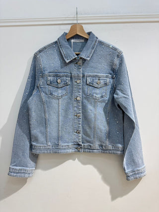 Denim jakke med rhinsten