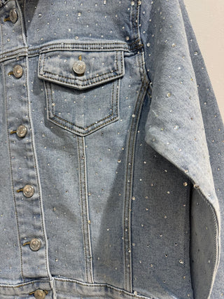 Denim jakke med rhinsten